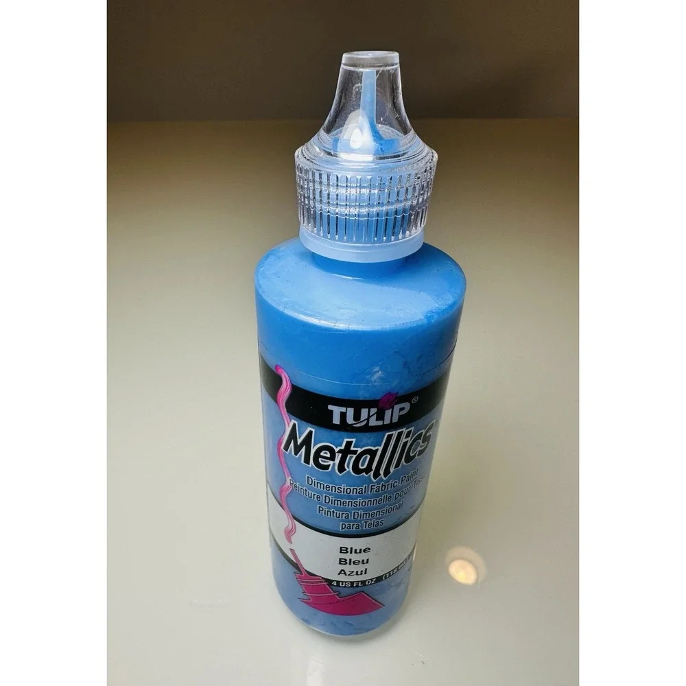 TULIP Metallics Dimensional Fabric Paint Lot 3 Bottles Gold Orange Blue 4oz